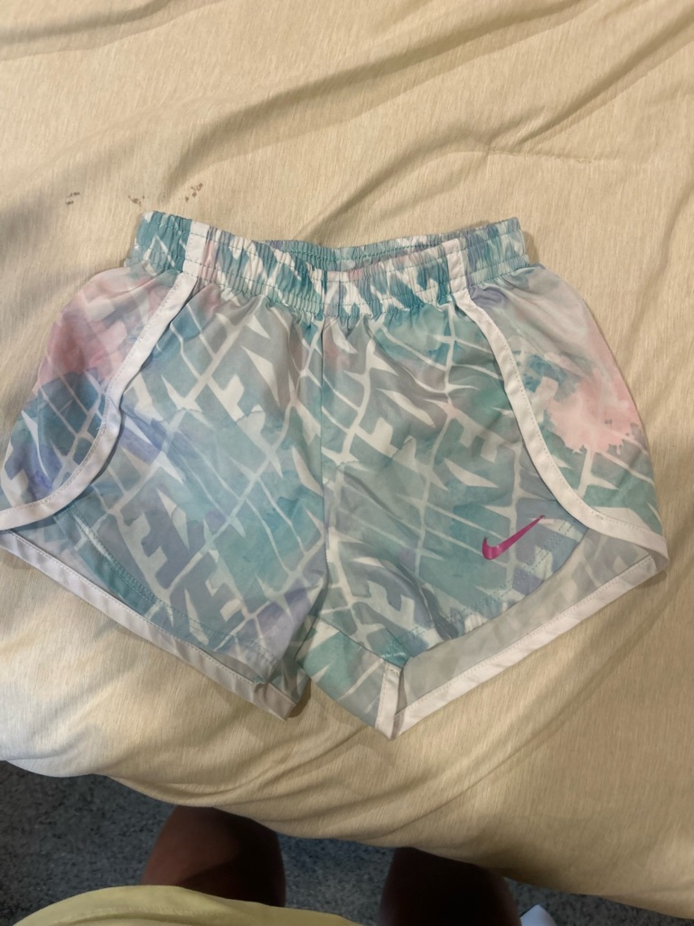 Nike Girls Pastel Tie-Dye Blue and Pink Athletic Shorts